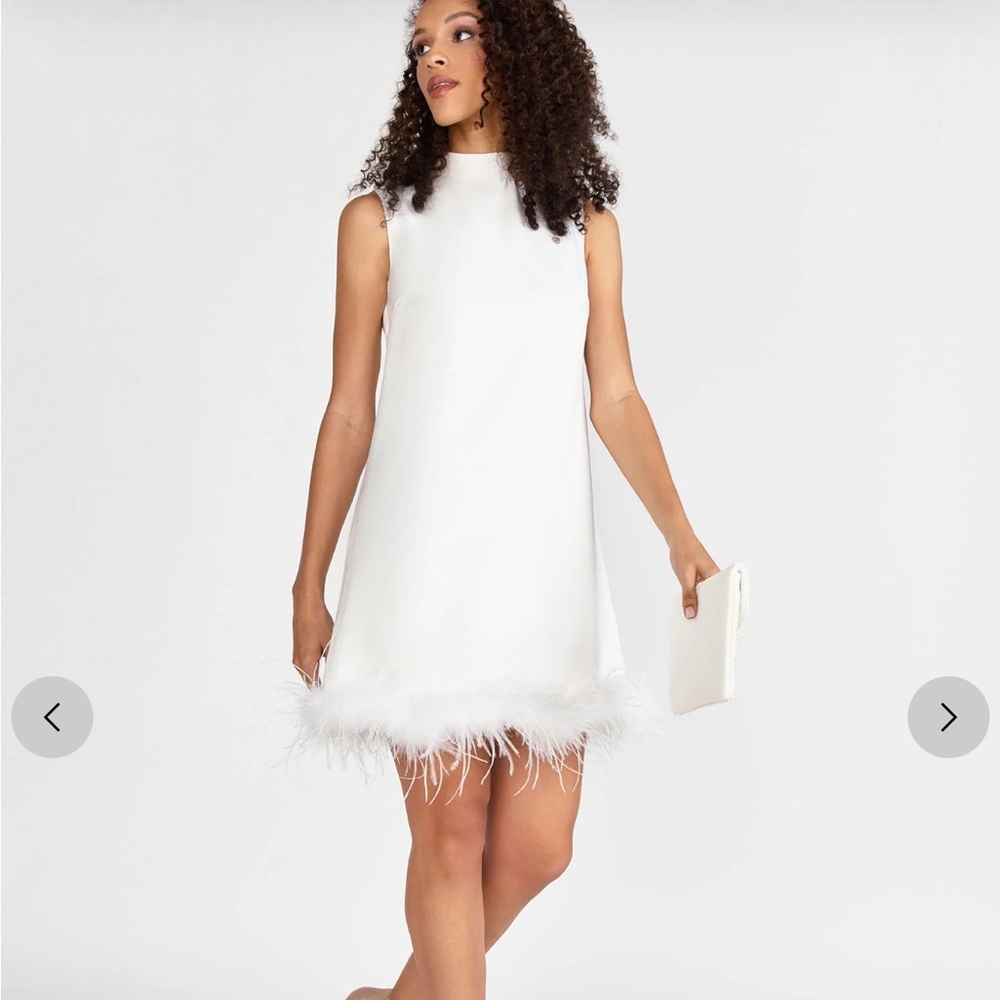 Lena Feather Trim Swing Dress